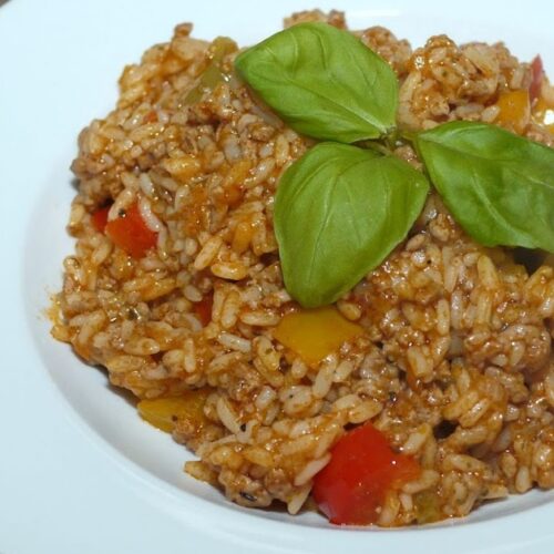 Paprika-Hack-Reis-Pfanne