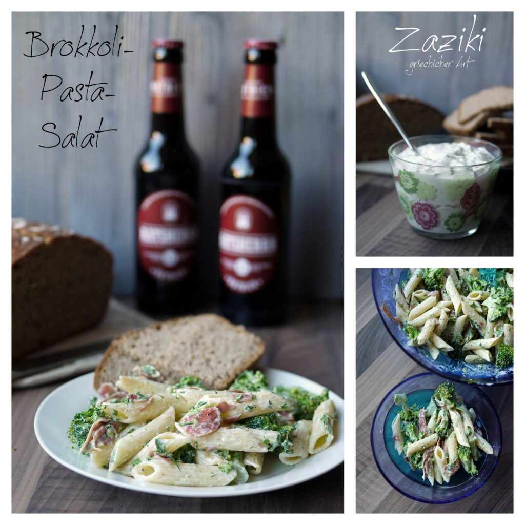 Brokkoli-Pasta-Salat und Zaziki 