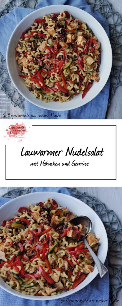 Lauwarmer Nudelsalat mit Hähnchen | Rezept | Kochen | Essen 