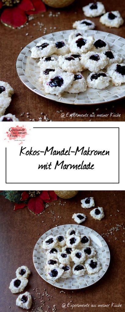 Kokos-Mandel-Makronen mit Marmelade | Rezept | Weihnachtsbäckerei 