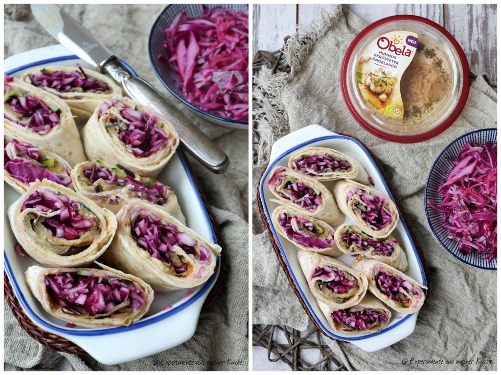 Gefüllte Wraps mit Hummus und Rotkohl | Essen | Rezept