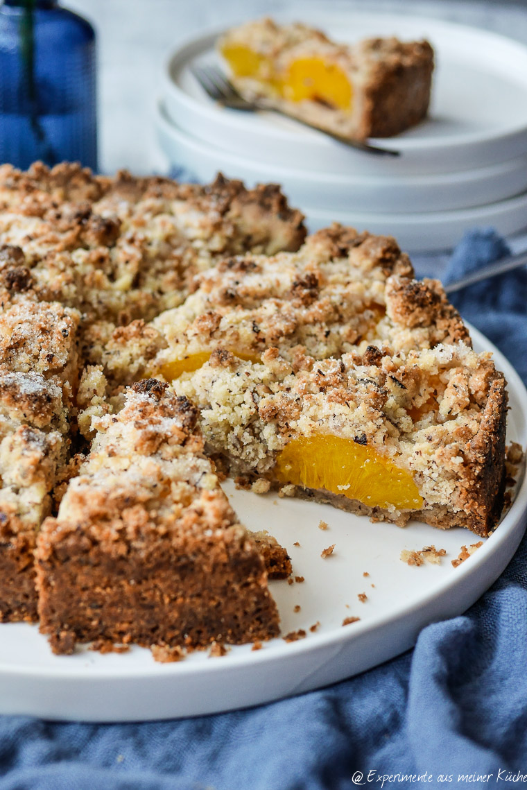 Schneller Streuselkuchen mit Pfirsich - Experimente aus meiner Küche