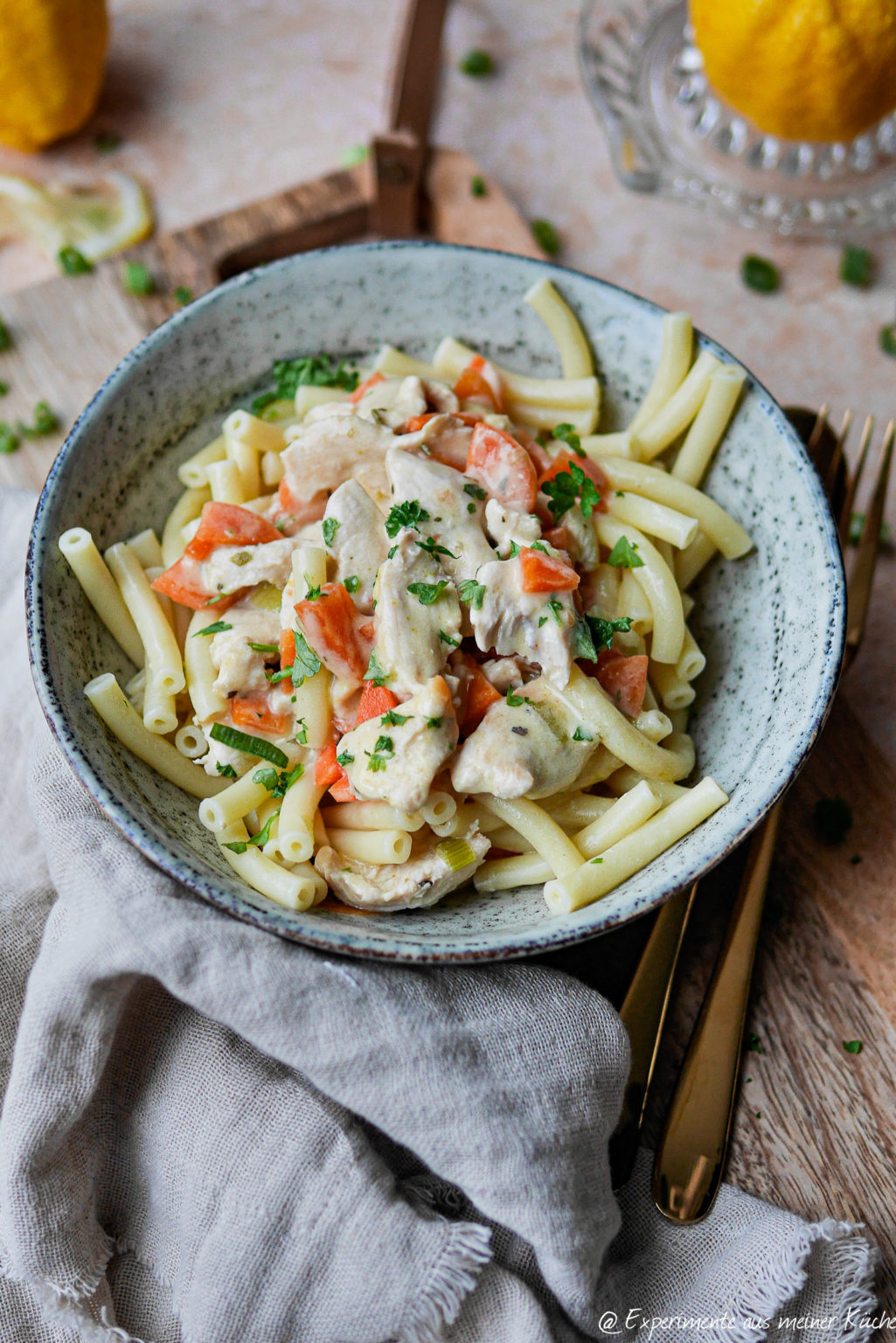 Makkaroni mit Zitronen-Hähnchen-Sauce - Experimente aus meiner Küche