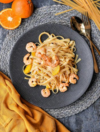 Nudeln mit Garnelen in Orangensauce | Rezept | Essen | Kochen | Pasta | Feierabendküche