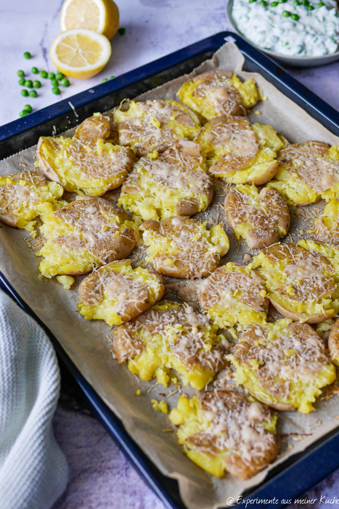Quetschkartoffeln mit Erbsen-Dip - Experimente aus meiner Küche