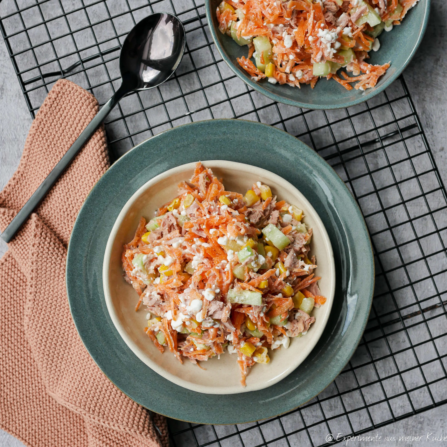 Hüttenkäse Salat mit Thunfisch Experimente aus meiner Küche