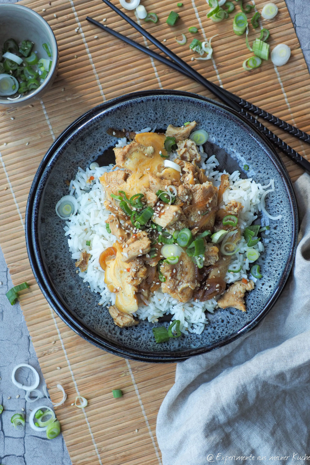 Oyakodon - Japanische Hähnchen Ei Bowl - Experimente aus meiner Küche