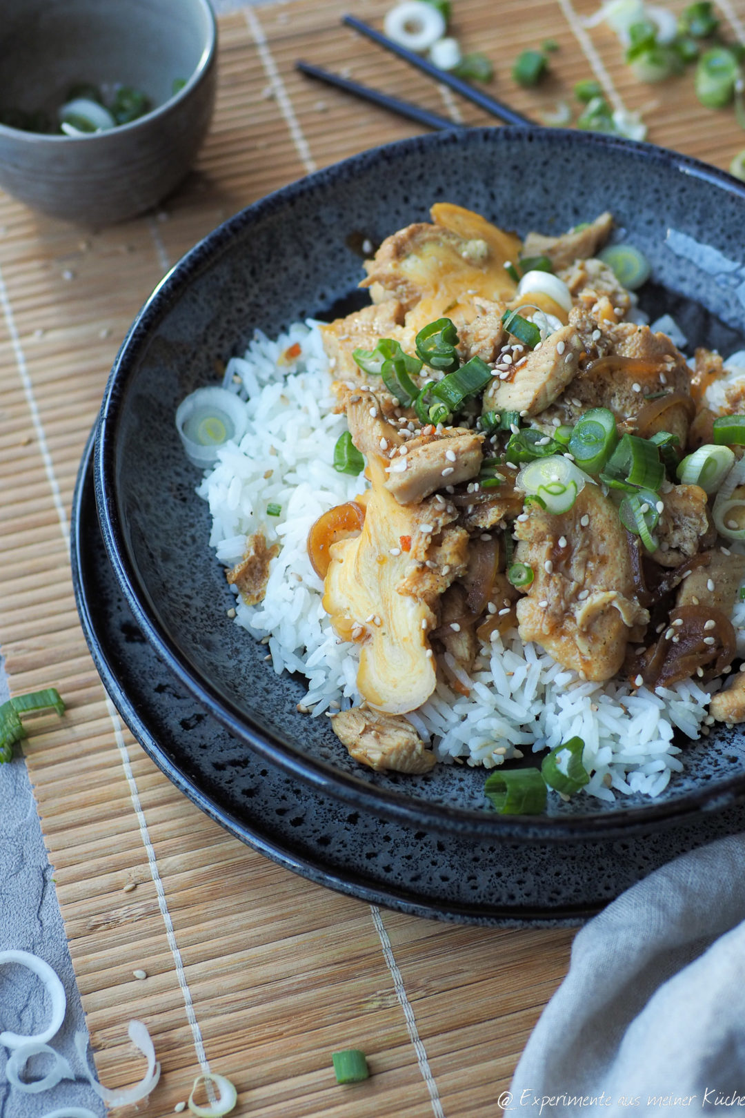 Oyakodon - Japanische Hähnchen Ei Bowl - Experimente aus meiner Küche