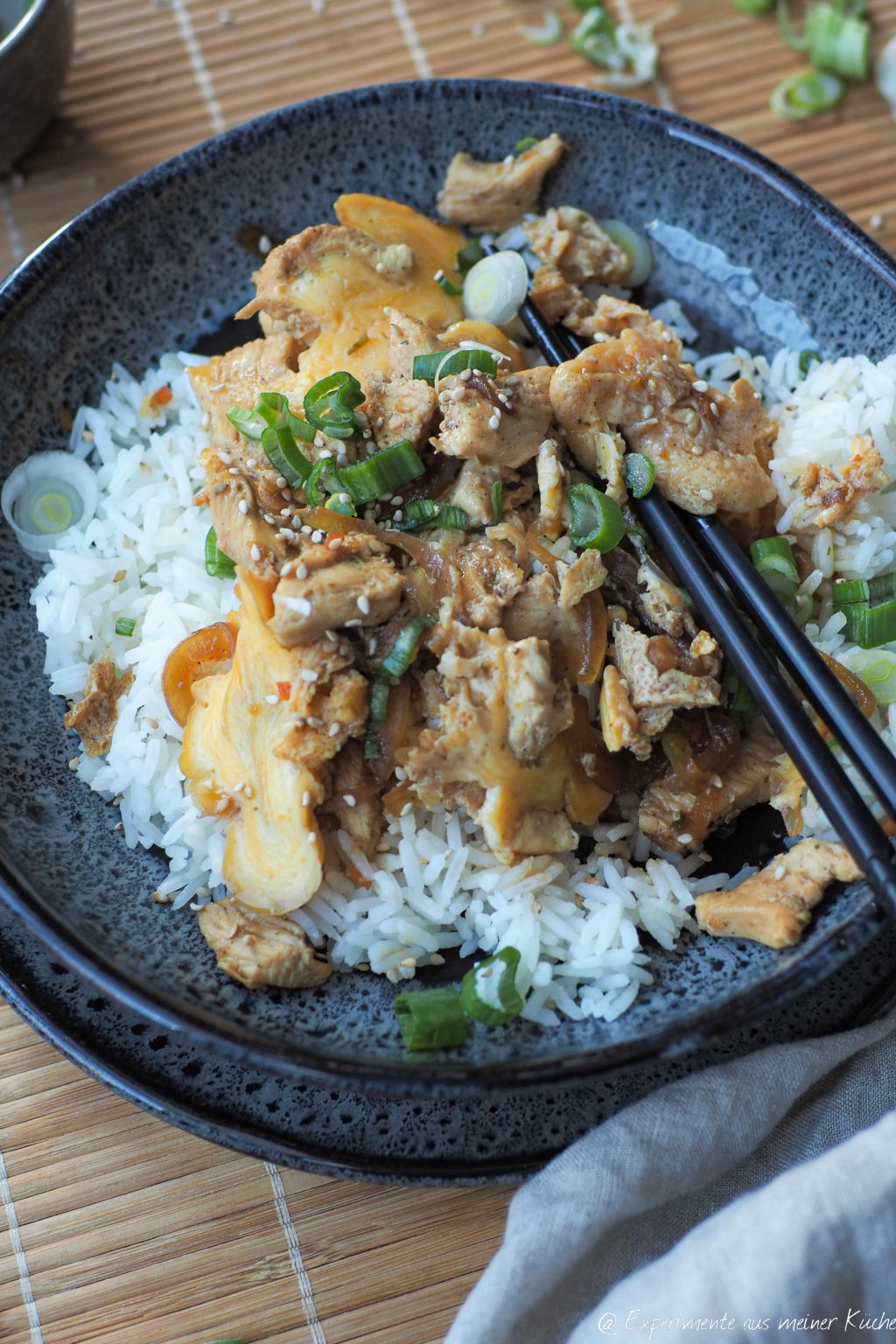 Oyakodon - Japanische Hähnchen Ei Bowl - Experimente aus meiner Küche