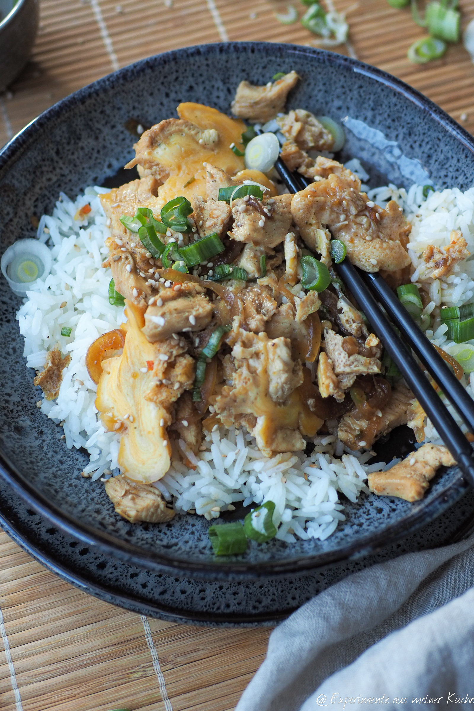 Oyakodon - Japanische Hähnchen Ei Bowl - Experimente aus meiner Küche