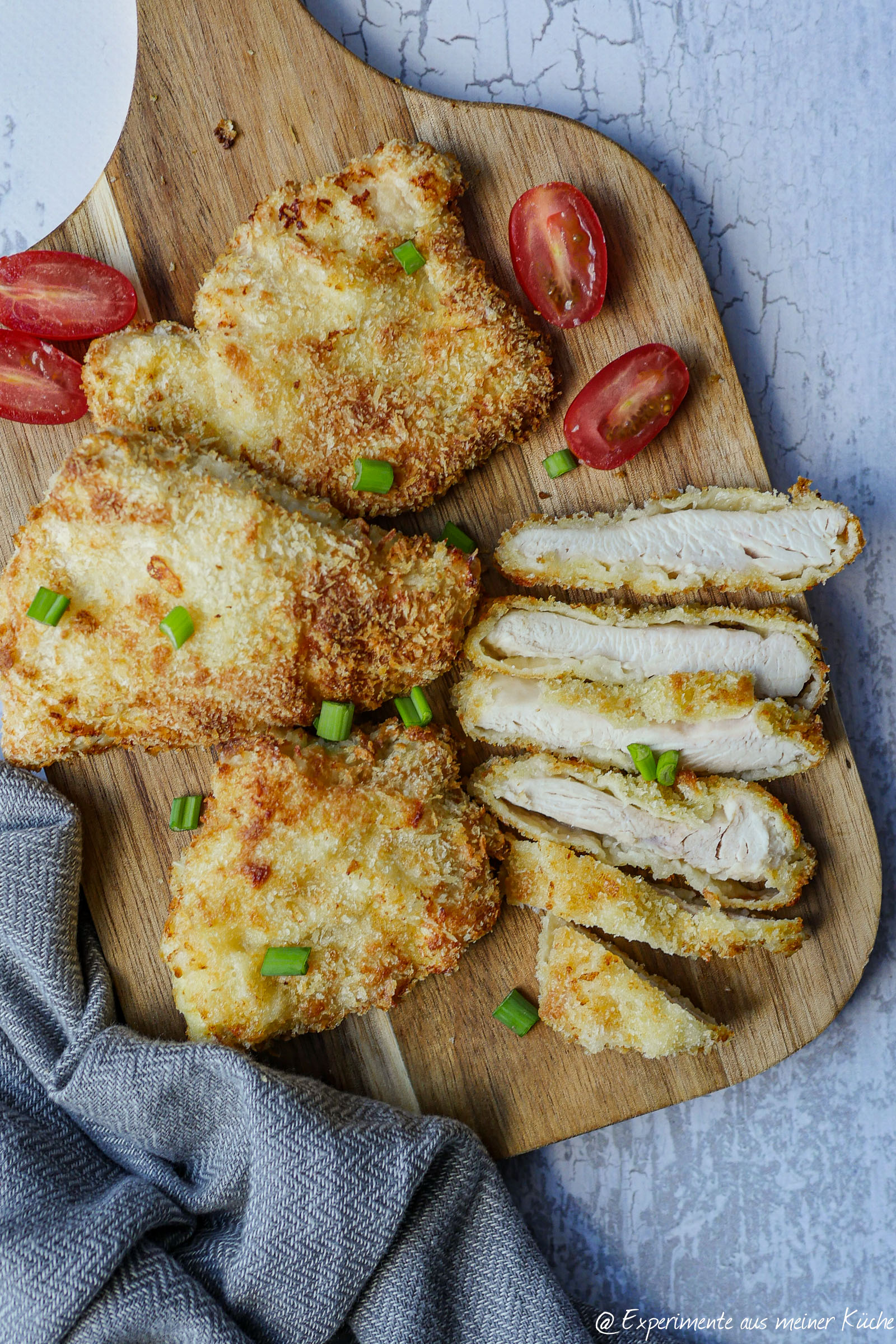 Hähnchenschnitzel aus der Heißluftfritteuse knusprig und saftig