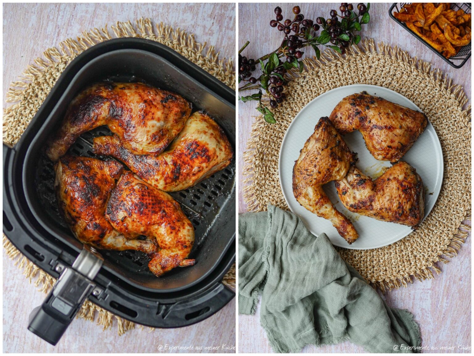 Hähnchenschenkel in der Heißluftfritteuse