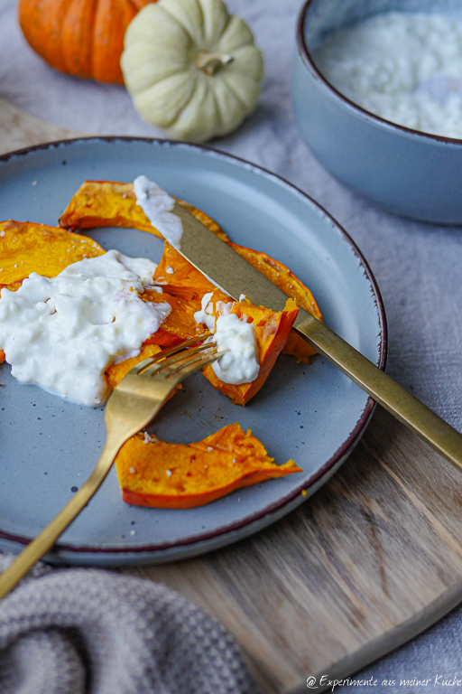 Kürbis mit Hüttenkäse