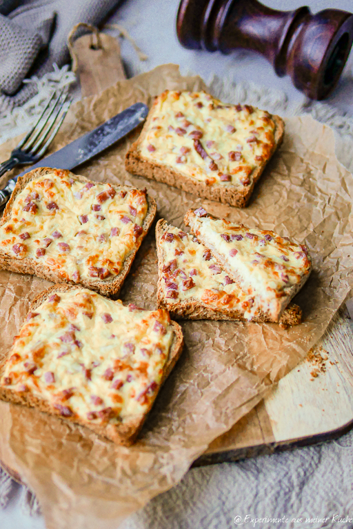 Flammkuchen Toast aus dem Backofen