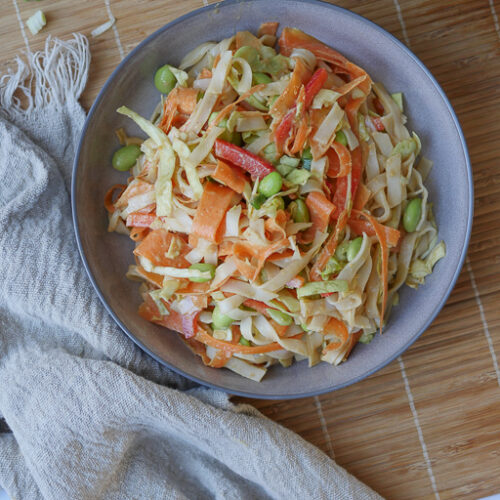 Asiatischer Nudelsalat mit Erdnussdressing