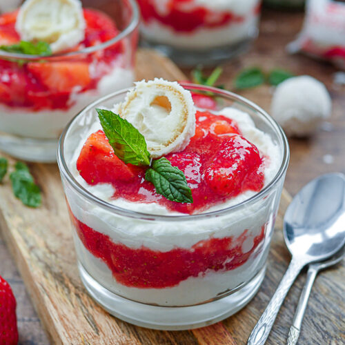 Raffaello Dessert mit Erdbeeren