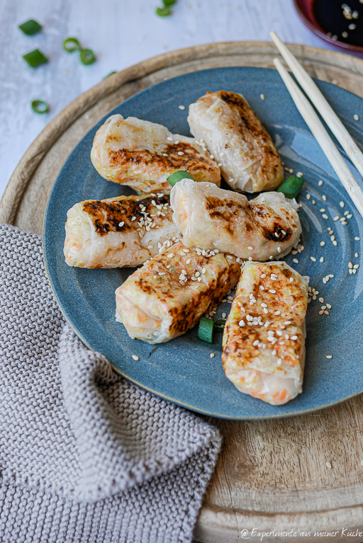 Reispapier Dumplings mit Gemüsefüllung