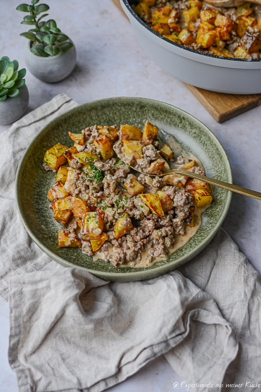 Knusprige Kartoffel Hackfleisch Pfanne