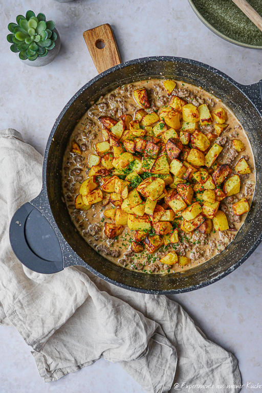 Kartoffel Hackfleisch Pfanne – cremig & knusprig