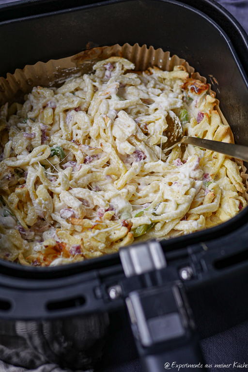 Flammkuchenspätzle aus dem Airfryer