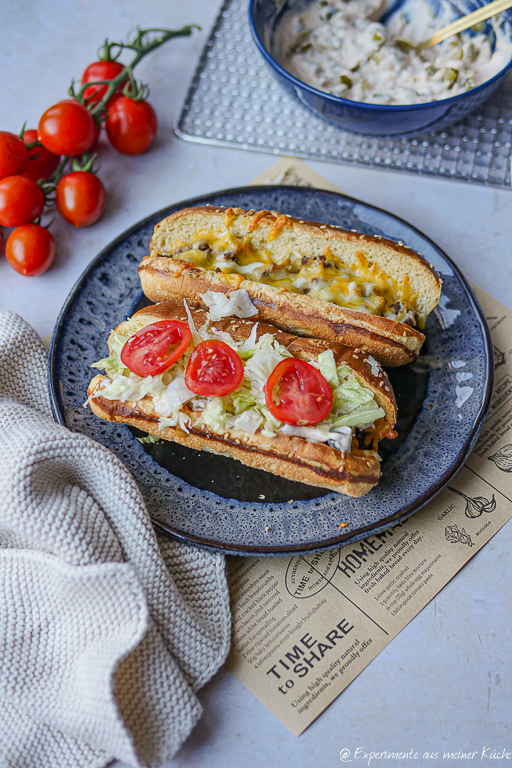 Hackfleisch Hot Dogs