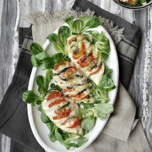 Hähnchenfächer Caprese