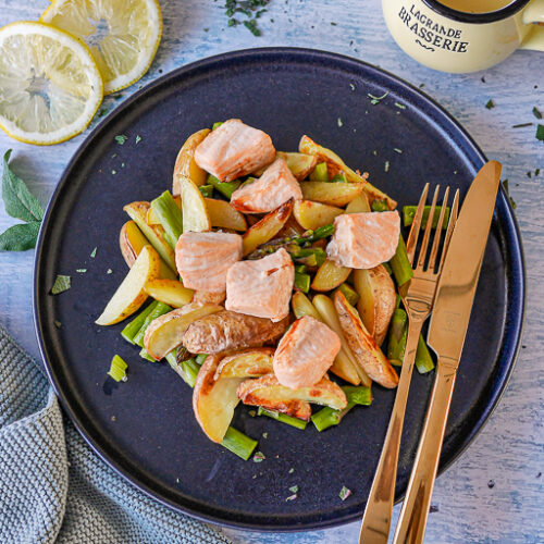 Spargel mit Lachs aus dem Ofen